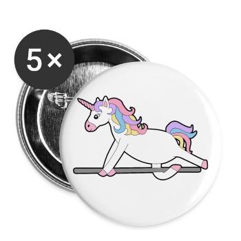 Einhorn Balance balancieren Geschenk Idee Kinder - Buttons groß 56 mm (5er Pack) - Weiß - Vorne