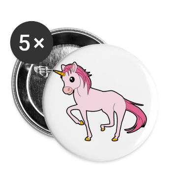 Unicorn rose fiers enfants fille idée cadeau - Lot de 5 grands badges (56 mm) - blanc - Devant