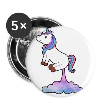 Unicorn chiot pet cadeau idée - Lot de 5 grands badges (56 mm) - blanc - Devant