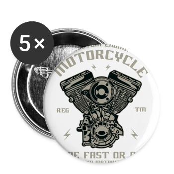 Motorrad Motor Umbau Chopper Custom Engine - Buttons groß 56 mm (5er Pack) - Weiß - Vorne