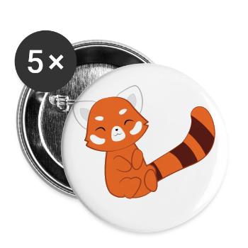 Red Panda - cat bear - sleeping - morning muffle - Buttons large 2.2''/56 mm (5-pack) - white - Front