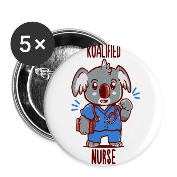 Koalified Nurse - Koala Animal Pun - Lot de 5 grands badges (56 mm) - blanc - Devant
