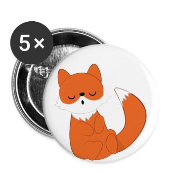Fuchs - Füchsin - Fuchsliebhaber - Schlafen - Buttons groß 56 mm (5er Pack) - Weiß - Vorne