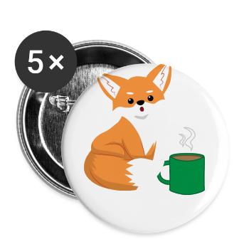 Fuchs - Füchsin - Fuchsliebhaber - Kaffee - Buttons groß 56 mm (5er Pack) - Weiß - Vorne