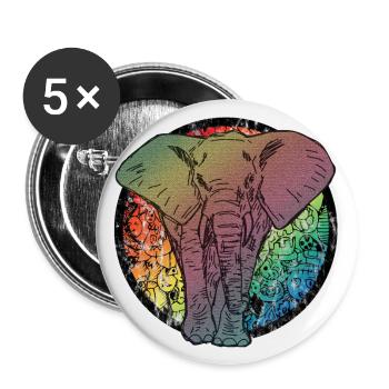 Elefant Comic - Buttons groß 56 mm (5er Pack) - Weiß - Vorne