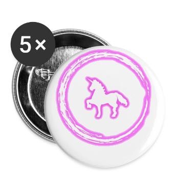 Glühen-Kreis-Rosa-Einhorn-Neon-glühender Effekt Retro - Buttons groß 56 mm (5er Pack) - Weiß - Vorne
