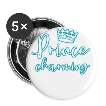 Glow Prince Charming T-Shirt Glowing Crown Neon - Buttons large 2.2''/56 mm (5-pack) - white - Front