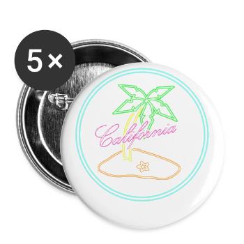 Kalifornischer Palme-heller Neon-glühender Effekt - Buttons groß 56 mm (5er Pack) - Weiß - Vorne