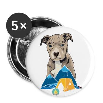 Pit Bull Terrier Pitbull Camping Camping Gift - Buttons large 2.2''/56 mm (5-pack) - white - Front