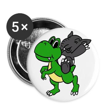 Tapir Riding T-Rex Funny Malayan Tapir In Dinosaur - Buttons large 2.2''/56 mm (5-pack) - white - Front
