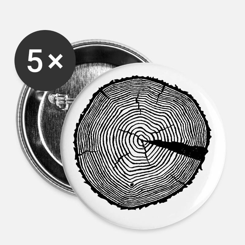Annual rings tree trunk - Buttons large 2.2''/56 mm (5-pack) - white