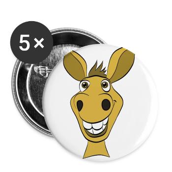 Lustiges Pferd - Buttons groß 56 mm (5er Pack) - Weiß - Vorne