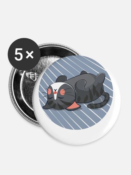 Schlafende Katze - Buttons groß 56 mm (5er Pack) - Weiß