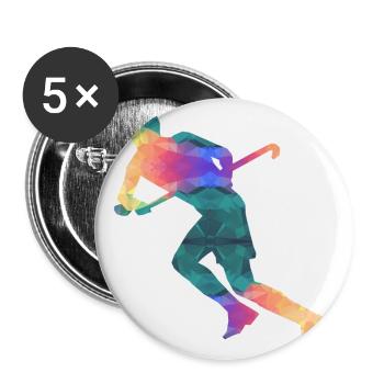 Hockey sur gazon - Lot de 5 grands badges (56 mm) - blanc - Devant
