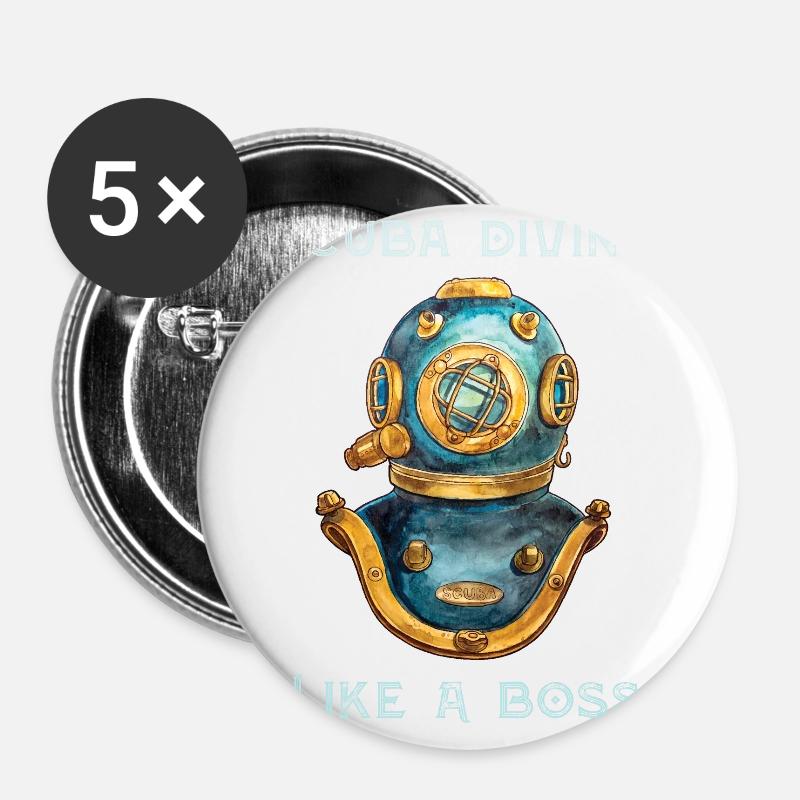 Scuba Diving Like A Boss - Buttons large 2.2''/56 mm (5-pack) - white