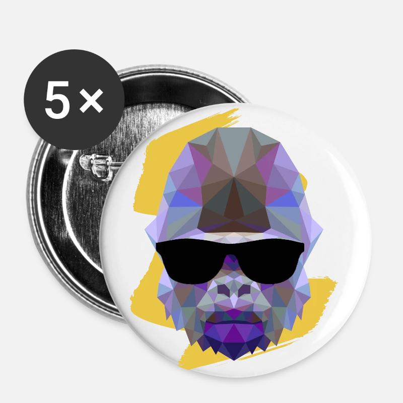 Gorilla - animals - Buttons large 2.2''/56 mm (5-pack) - white