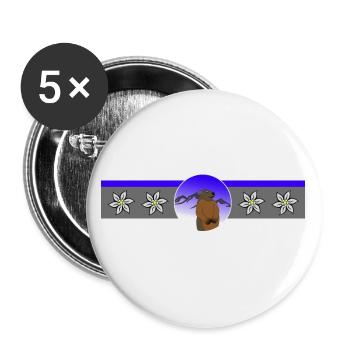 Schweiz Schweizer Murmeltier Edelweiss Geschenk - Buttons groß 56 mm (5er Pack) - Weiß - Vorne