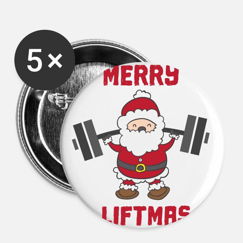 Christmas bodybuilder christmas X-Mas - Buttons large 2.2''/56 mm (5-pack) - white