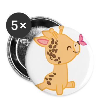 Girafe - Girafes - Girafe fan - Papillon - Lot de 5 grands badges (56 mm) - blanc - Devant
