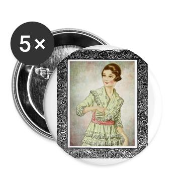 Femme Vintage Style rétro - Lot de 5 grands badges (56 mm) - blanc - Devant