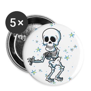 Squelette Halloween Floss comme un patron de soie dentaire - Lot de 5 grands badges (56 mm) - blanc - Devant