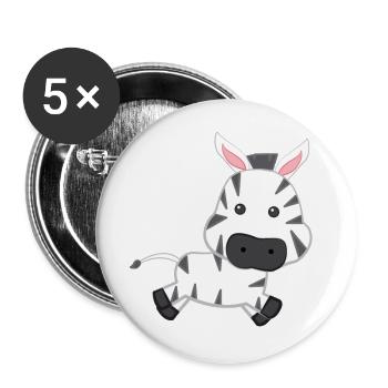 Zebra - Zebras - Zebra T-Shirt - Spirit Animal - Buttons groß 56 mm (5er Pack) - Weiß - Vorne