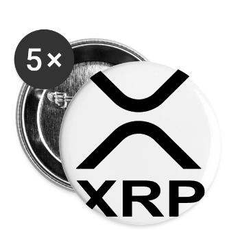 XRP Logo Krypto Bitcoin Ripple Spruch Geschenk - Buttons groß 56 mm (5er Pack) - Weiß - Vorne