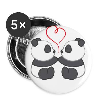 Panda - Panda T-Shirt - Pandamotiv - Liebe - Buttons groß 56 mm (5er Pack) - Weiß - Vorne