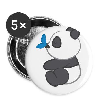 Panda - Panda T-Shirt - Pandamotiv - Schmetterling - Buttons groß 56 mm (5er Pack) - Weiß - Vorne