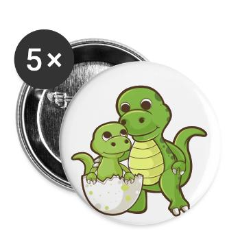 Daddysaurus - Cadeau assorti de famille drôle - Lot de 5 grands badges (56 mm) - blanc - Devant