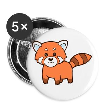 Roter Panda - Buttons groß 56 mm (5er Pack) - Weiß - Vorne