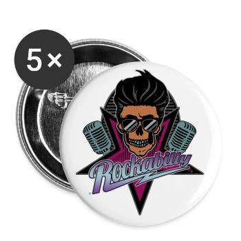 Rockabilly Forever - Buttons groß 56 mm (5er Pack) - Weiß - Vorne