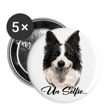 Border Collie chien - Lot de 5 grands badges (56 mm) - blanc - Devant