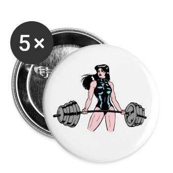 Frauen Krafttraining - Buttons groß 56 mm (5er Pack) - Weiß - Vorne