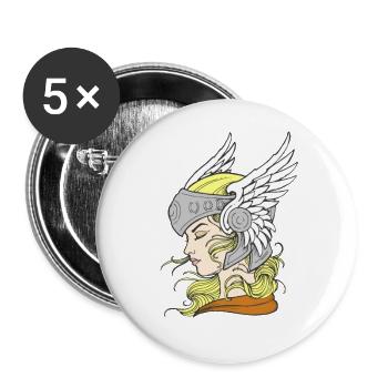 Wallküre - Buttons groß 56 mm (5er Pack) - Weiß - Vorne