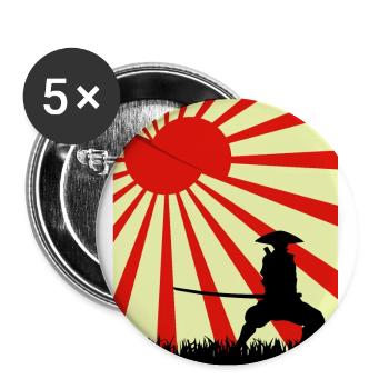 Mond Scheibe Samurai - Buttons groß 56 mm (5er Pack) - Weiß - Vorne