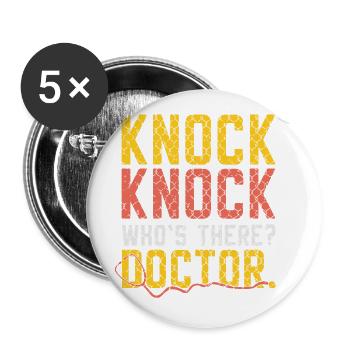 Rescue Service Gift Knock Knock Doctor - Buttons large 2.2''/56 mm (5-pack) - white - Front