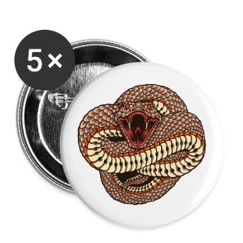 Snake Schlange Tattoo - Buttons groß 56 mm (5er Pack) - Weiß - Vorne