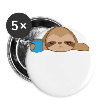 Sloth - Lazy - Sloth T-Shirt - Morning Muffle - Buttons large 2.2''/56 mm (5-pack) - white - Front