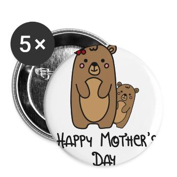 Muttertag - Buttons groß 56 mm (5er Pack) - Weiß - Vorne