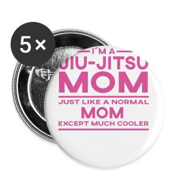 BJJ MOM - Brazilian Jiu-Jitsu MMA T-Shirt - Buttons groß 56 mm (5er Pack) - Weiß - Vorne