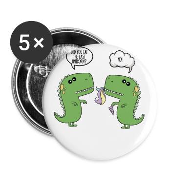 Lustiges Dinosaurier Einhorn Geschenk Fantasie - Buttons groß 56 mm (5er Pack) - Weiß - Vorne