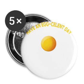 Ei-Celent Day Shirt Spiegelei Frühstück Geschenk-Idee - Buttons groß 56 mm (5er Pack) - Weiß - Vorne