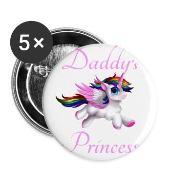 Daddy's Princess Papas Princess Unicorn Design - Buttons large 2.2''/56 mm (5-pack) - white - Front