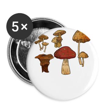 Mushroom Fungi Morels Foraging Hunting Gift Idea - Buttons large 2.2''/56 mm (5-pack) - white - Front