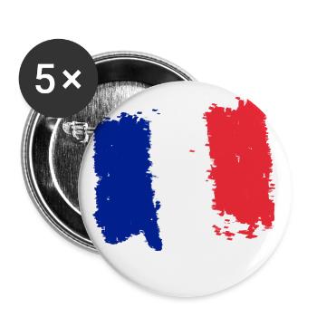 France drapeau - drapeau de la France - Lot de 5 grands badges (56 mm) - blanc - Devant
