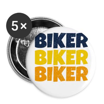 Biker Motorrad - Buttons groß 56 mm (5er Pack) - Weiß - Vorne