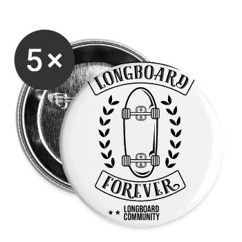 Longboard Forever Surf Surfing Vintage Shirt - Buttons large 2.2''/56 mm (5-pack) - white - Front