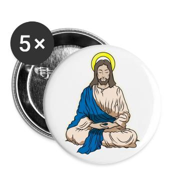 Meditation Jesus Christ cross gift - Buttons large 2.2''/56 mm (5-pack) - white - Front