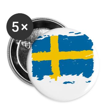 Sverige flag - Sweden flag - Sweden flag - Buttons large 2.2''/56 mm (5-pack) - white - Front